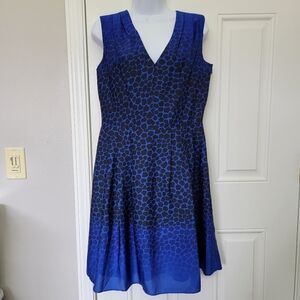 LOFT NWOT  Blue Black Ombre Satin Sleeveless Giraffe Print Lined Dress Size 6